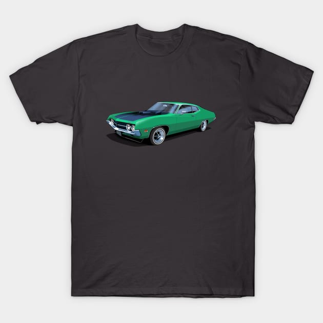 1970 Ford Torino Cobra Jet in grabber green T-Shirt by candcretro